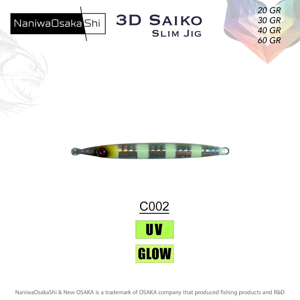 NaniwaOsakaShi 3D Saiko Shore Jig Yem 20Gr Slim Jig