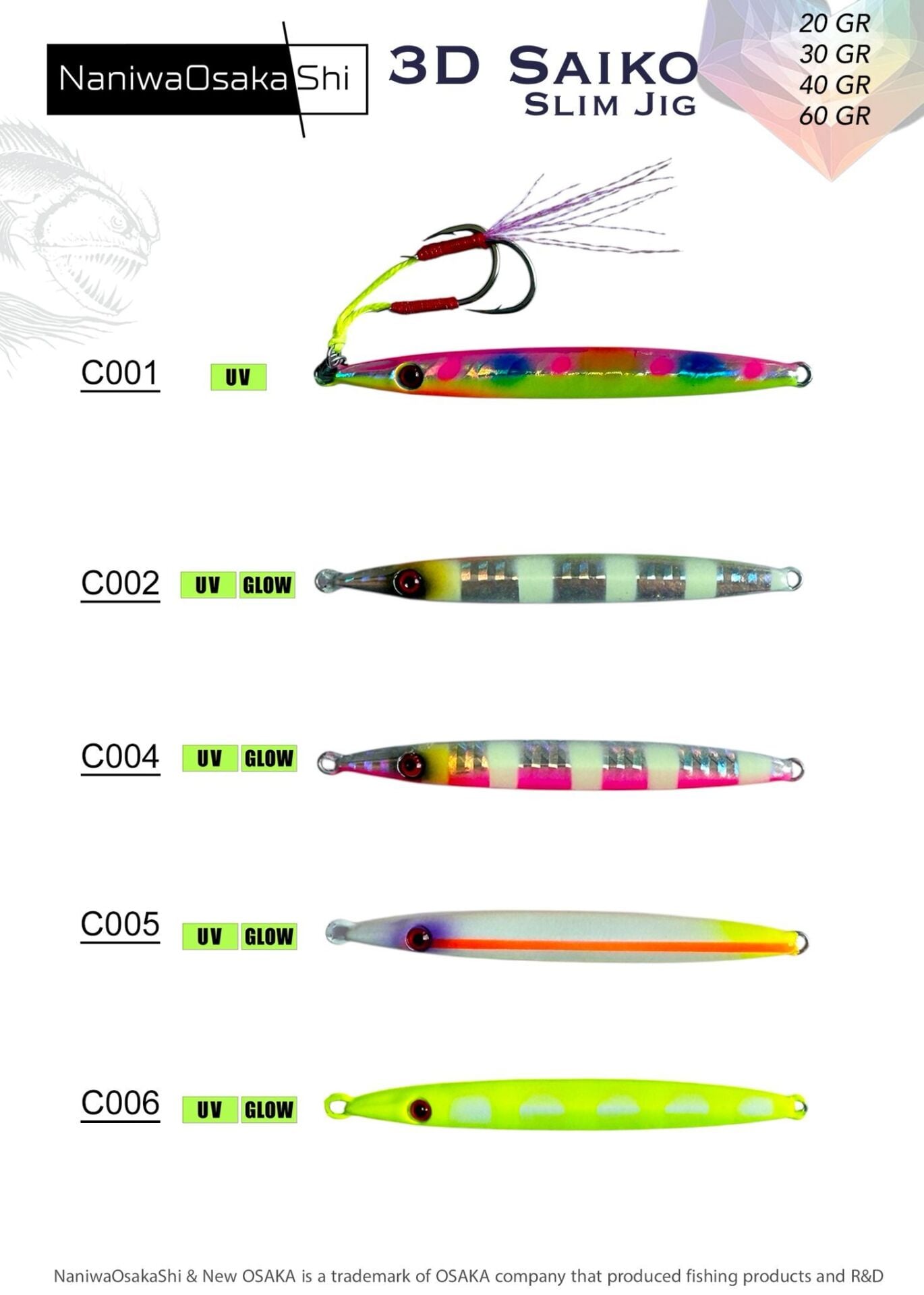 NaniwaOsakaShi 3D Saiko Slim Jig 40Gr