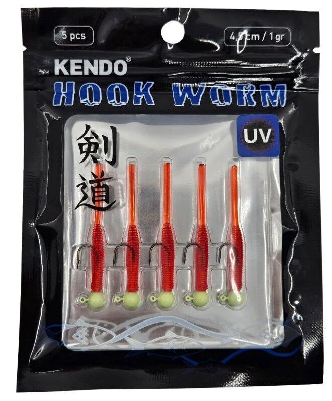 Kendo Hook Worm Jighead+Lrf Silikonu 1gr+4.5cm 5 Adet