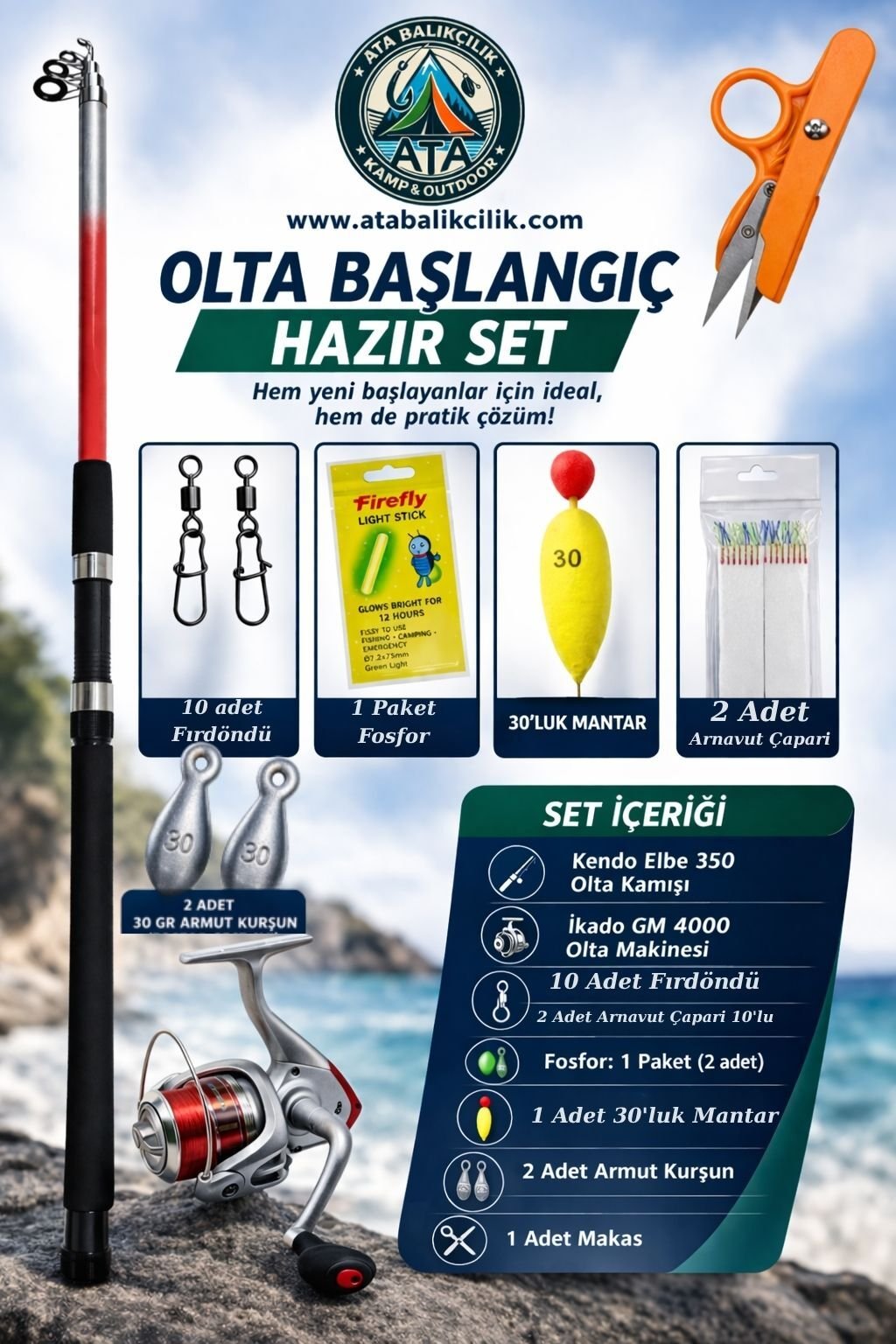 ATA Balıkçılık Özel Başlangıç Seti – Her Şey Dahil Hazır Olta Takımı