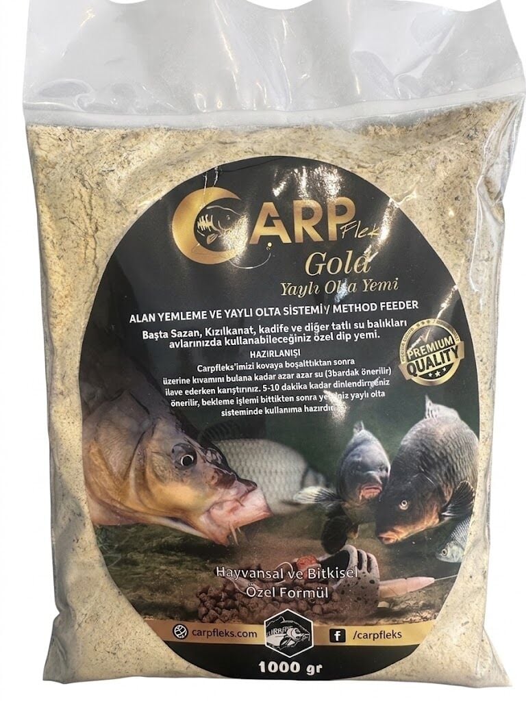 Carp Fleks Gold Yaylı Olta Yemi Hayvansal ve Bitkisel Özel Formül 1kg  Sazan Hamur