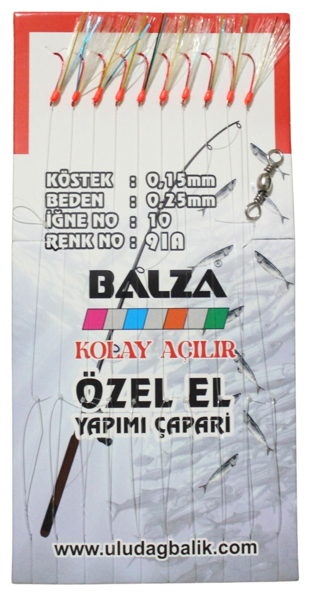 Balza Fırdöndülü 10'lu Kırmızı İğne Mavi-Sarı Çapari